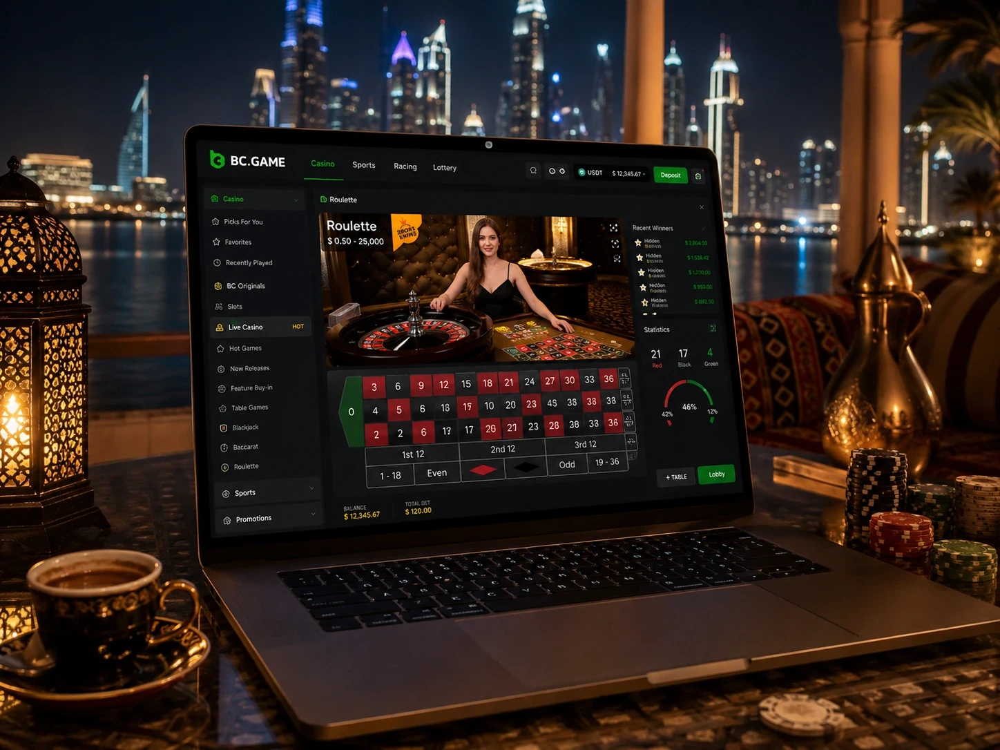 ألعاب الكازينو المباشر في BC Game الإمارات